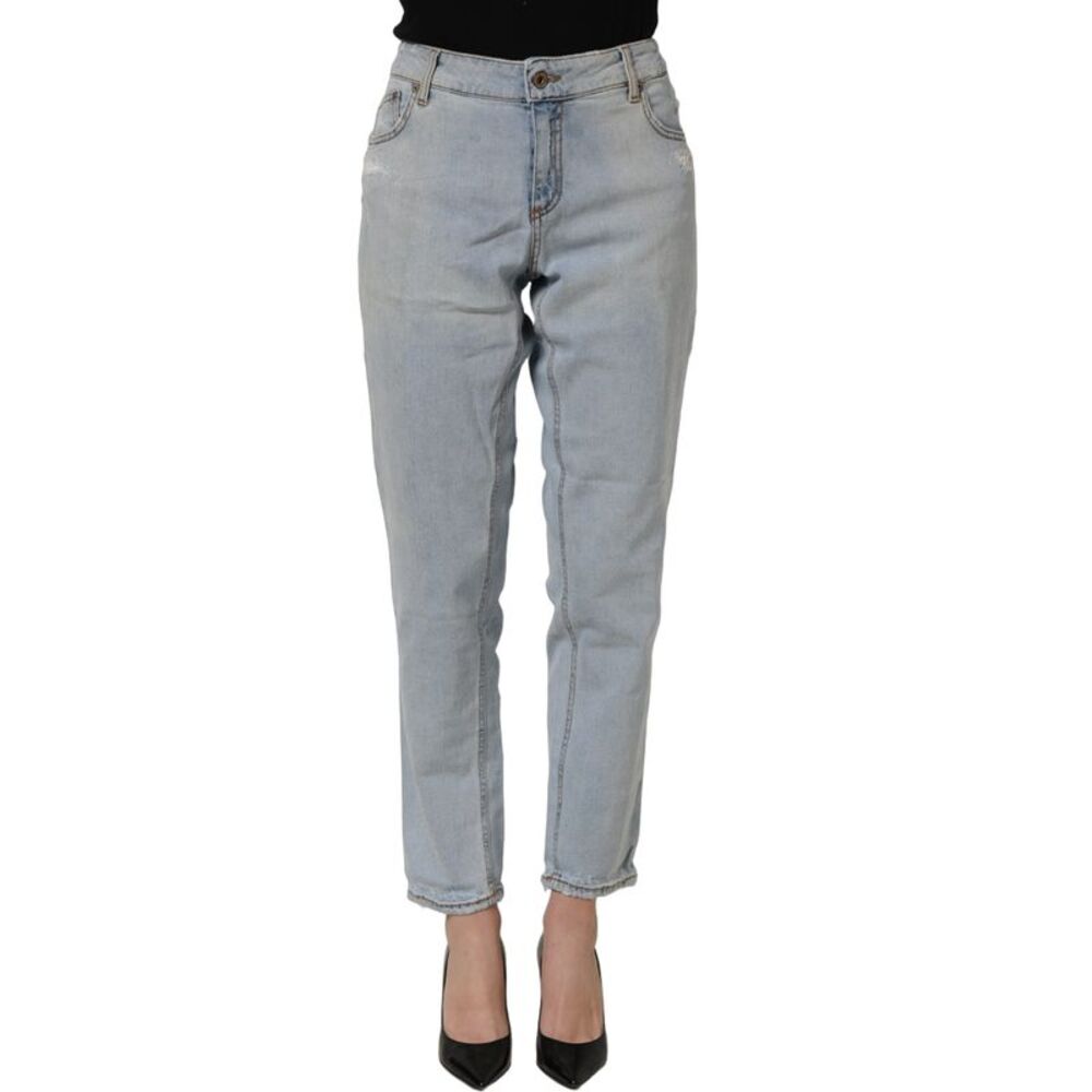 Dondup Light Blue High Waist Tapered Denim Cotton Stretch Women's Jeans